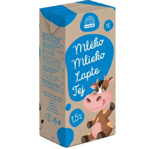 UHT Mlieko trvanlivé 1,5%, 1l, Euromilk