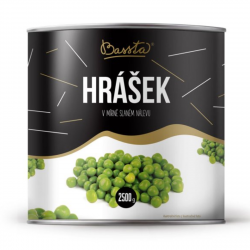 Hrášok v mierne slanom náleve Bassta,2500g/1500g